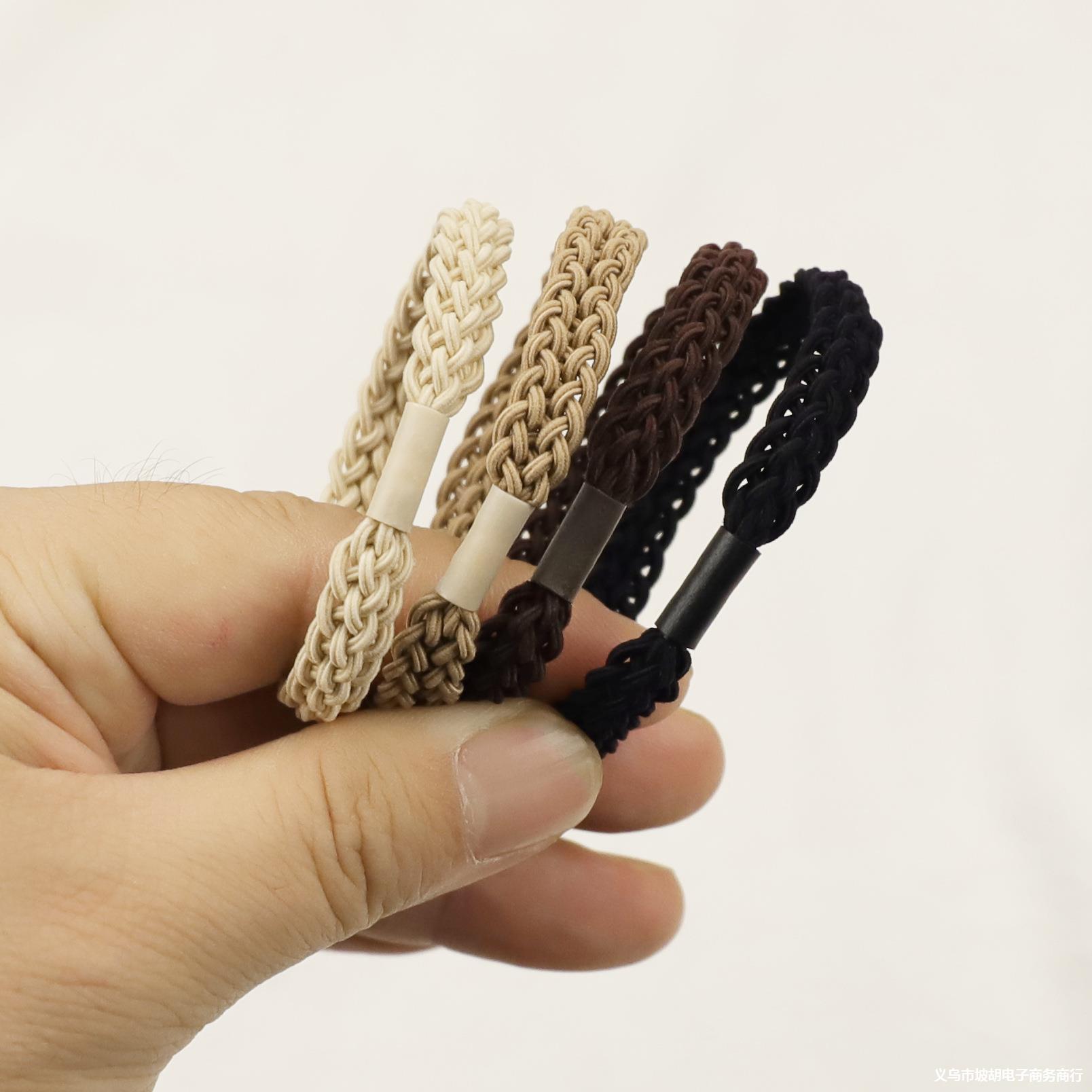 新款冬日奶茶色编织手环发圈韩版简约质感麻花皮筋头绳扎头发饰