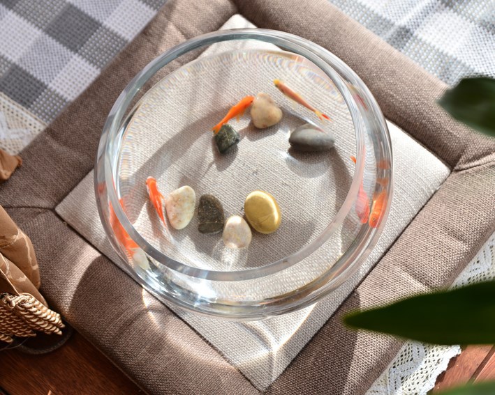 鱼缸透明玻璃办公桌创意水培圆形圆球圆型小型乌龟迷你桌面小鱼缸