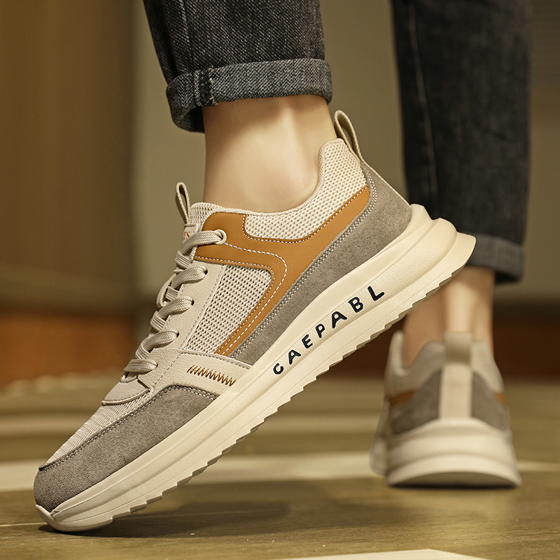 复古网面鞋男士2024新款夏季高端轻便男款潮鞋薄款休闲运动男鞋子