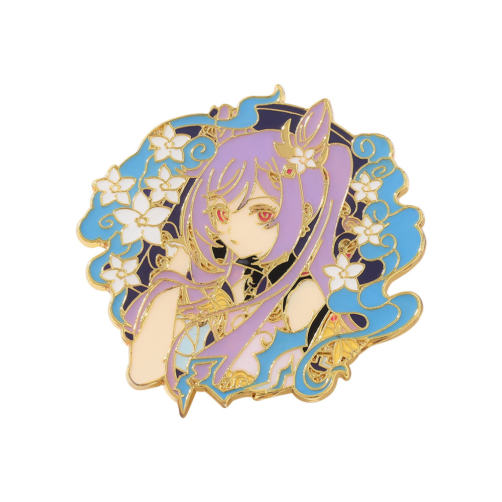 跨境卡通动漫游戏周边金属徽章原神胸针甘雨温迪神之眼刻晴胸针