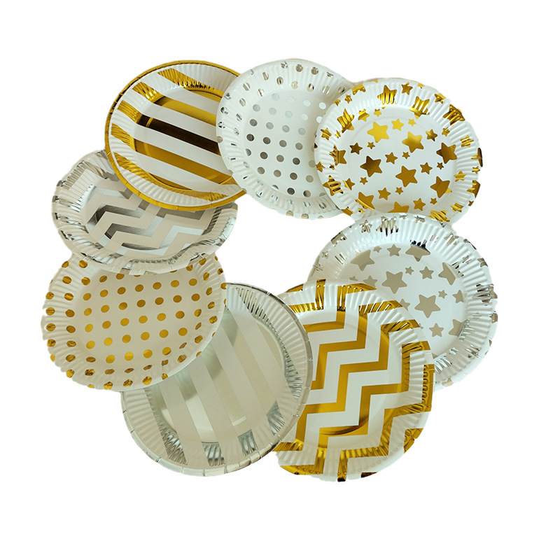 亚马逊现货儿童生日派对一次性盘子野餐碟子大纸盘甜品台装饰餐盘