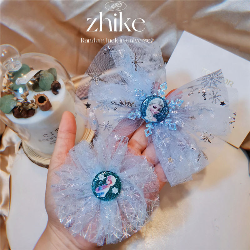 Korean Style DIY Ice and Snow Princess Mesh Large Snowflake Diamond Bow Princess Hair Accessories Accessories Shoes and Socks Bag Material