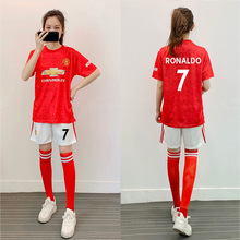 韩版足球服女套装儿童运动足球训练服学生比赛队服C罗梅西足球衣