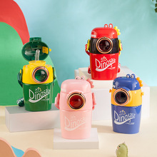 照相机吸管杯316食品级不锈钢保温杯儿童恐龙造型杯可爱背带便携