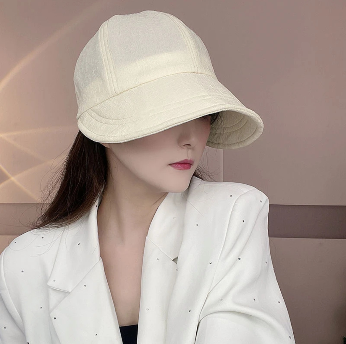 Spring and Summer Lusi Peaked Cap Female Face-Covering Fisherman Hat Fashion Japanese Style Face-Looking Small Female 2023 Sun Protection Hat Sun-Proof