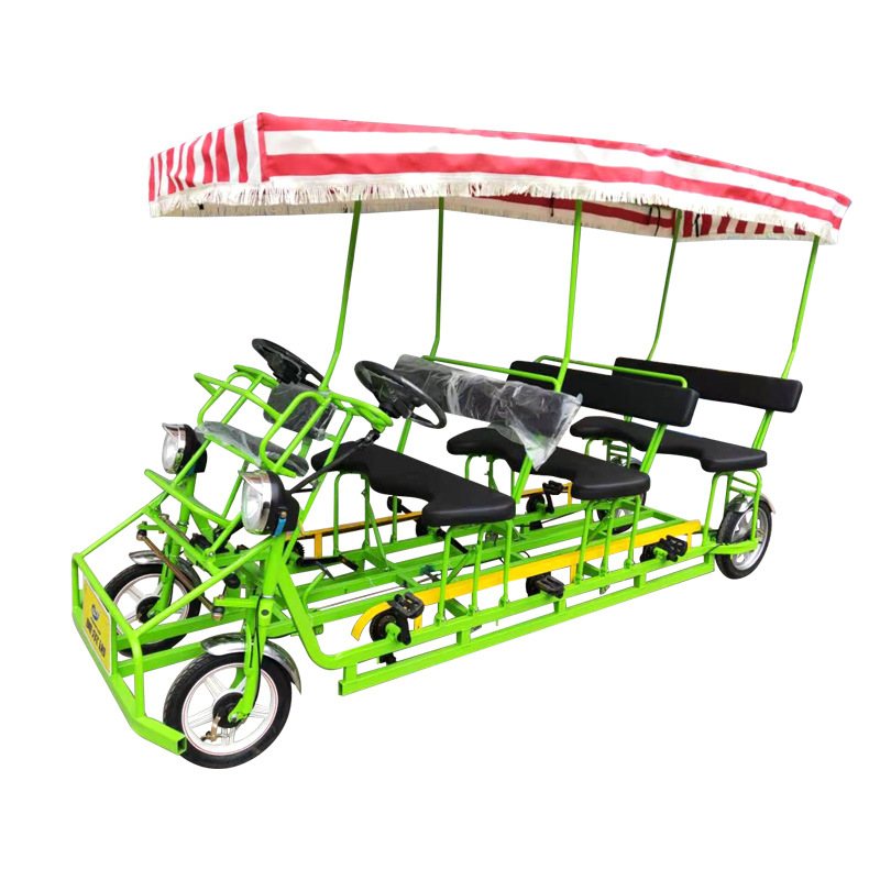 美尔诺景区户外旅游亲子六人多人观光四轮车公园儿童脚踏自行车