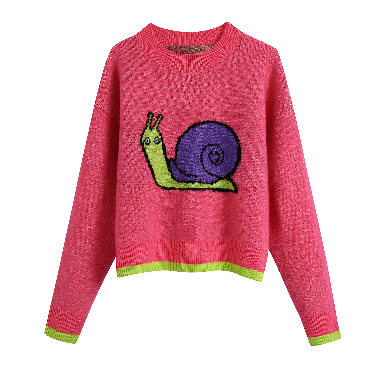 批发亚马逊2021欧美风秋女装新款动物卡通提花针织衫a9ps4502g