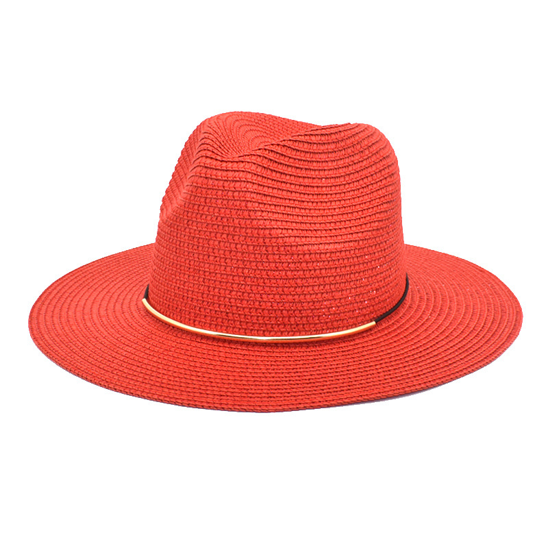 2022 New Men's and Women's Fashion Straw Hat Summer Outdoor Travel Sunshade Sun Straw Hat British Gentleman Fedora Hat