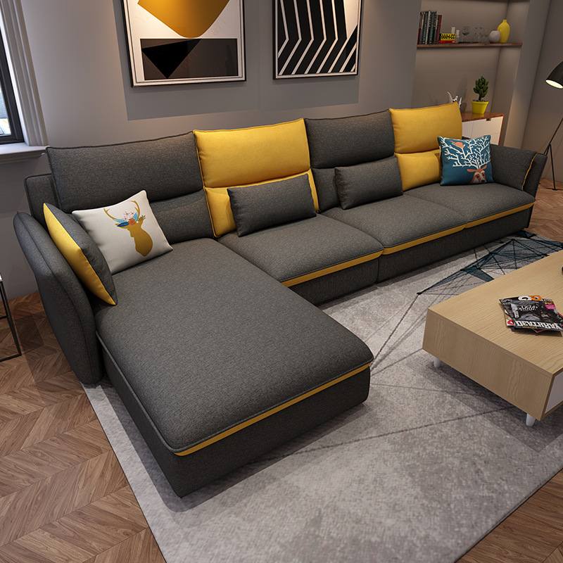 布艺沙发简约现代北欧轻奢客厅大小户型三人可拆洗科技布沙发组合