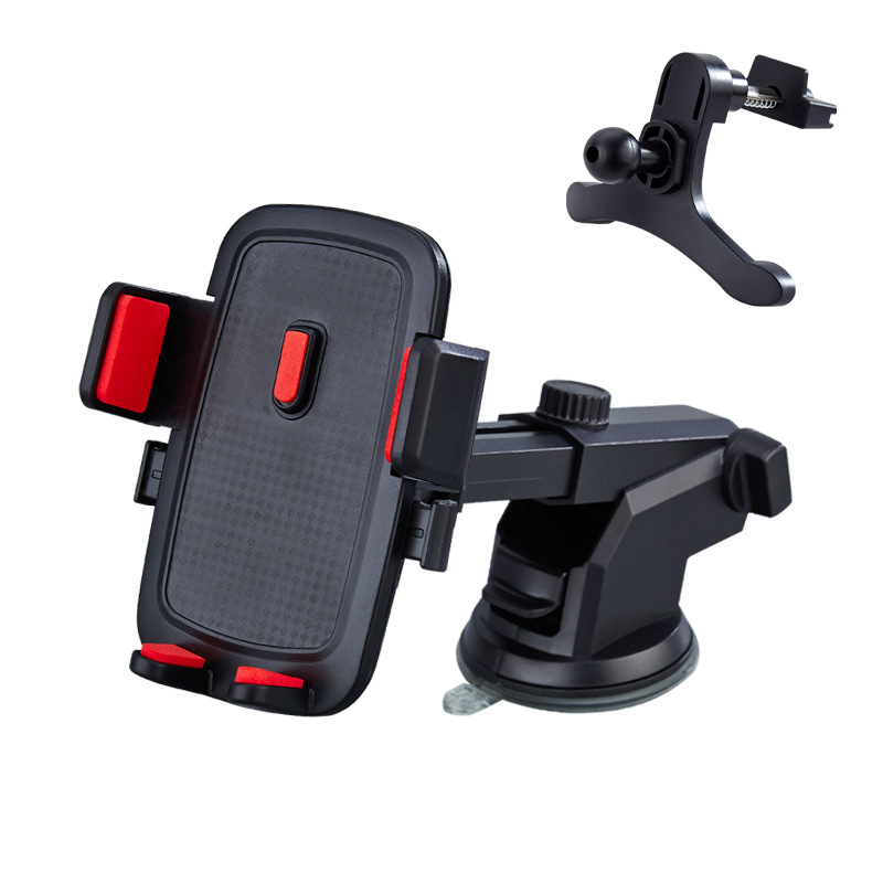 长杆自动锁车载手机支架伸缩吸盘支架汽车出风口手机支架懒人直播