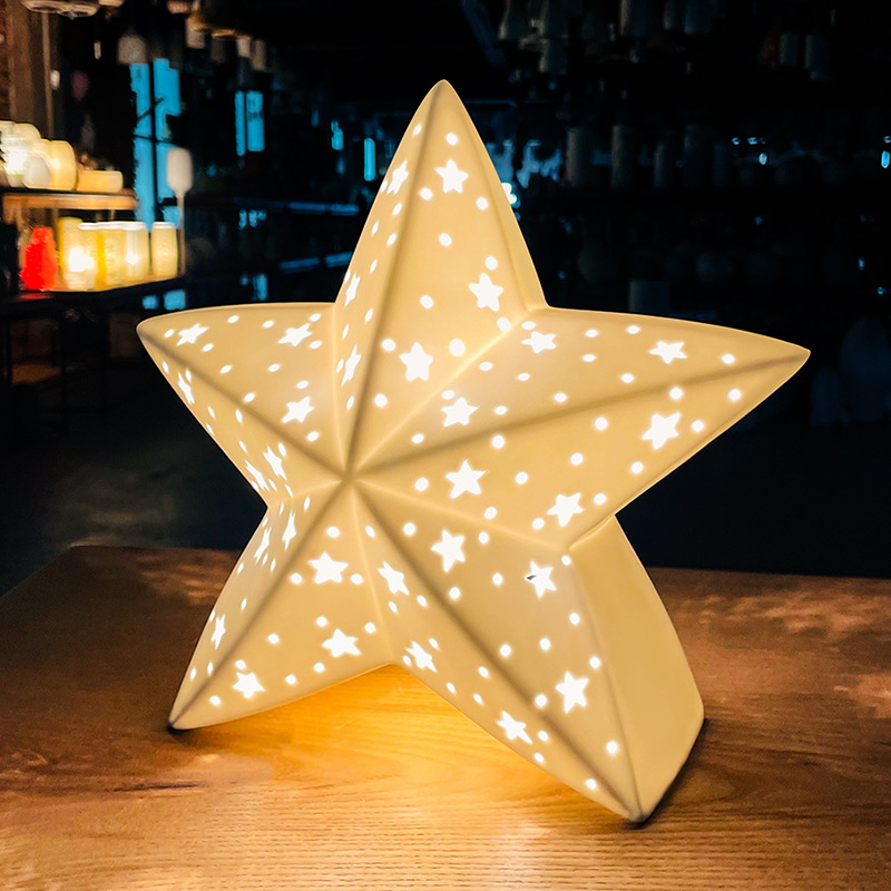 海星小夜灯批发创意陶瓷台灯具家用客厅卧室床头摆件装饰工艺术品