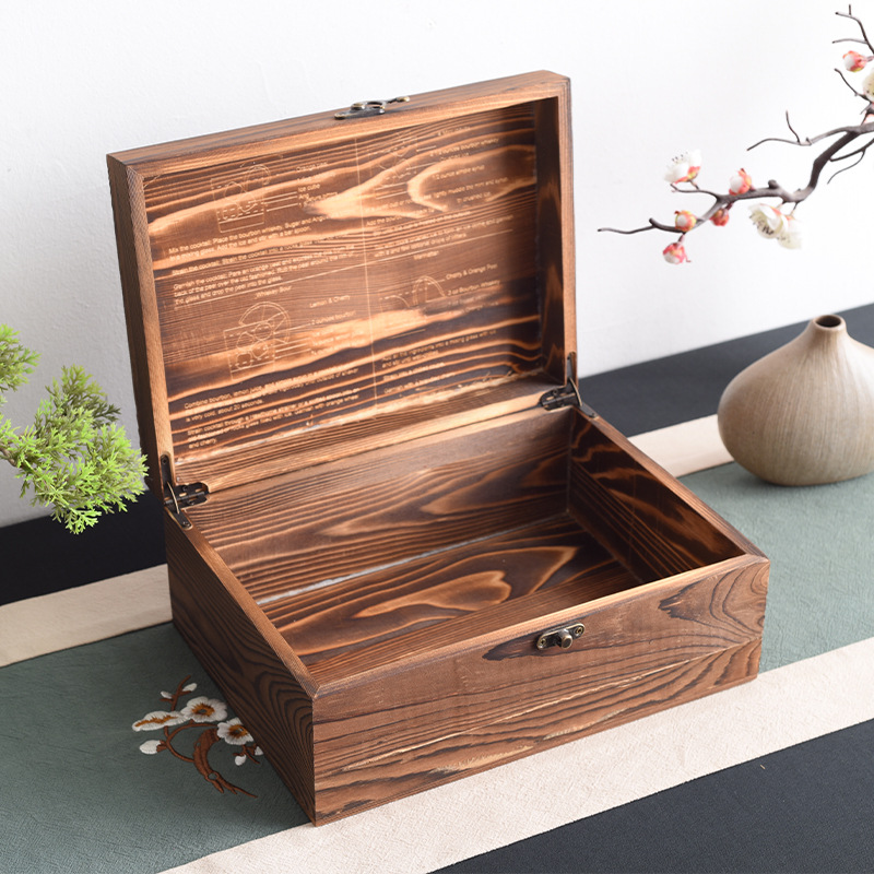 木盒 包装礼品盒翻盖方形礼盒松木质收纳盒 干花礼盒实木盒子