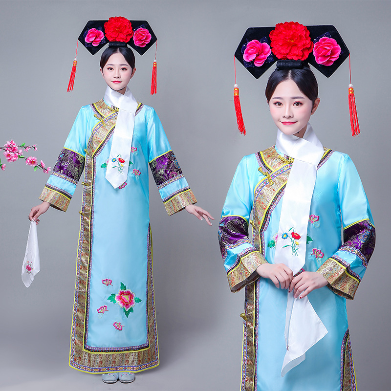 清朝古装女还珠格格旗服公主宫女嬷嬷甄嬛传服饰旗袍大码宫廷服装