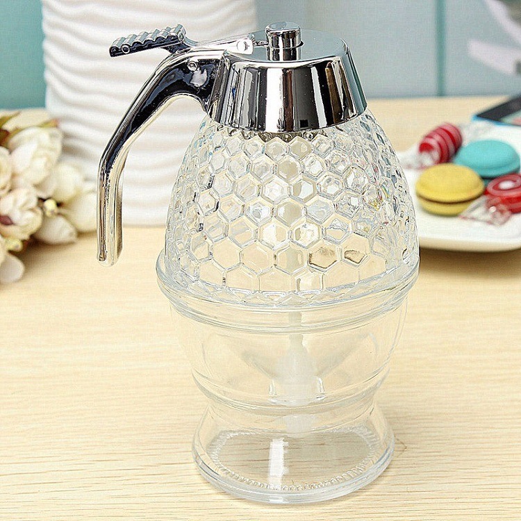Creative Press Type Honey Pot Jam Squeeze Bottle Sealed Plastic Cans Funnel Type Jar Syrup Pot Sprinkling with Base