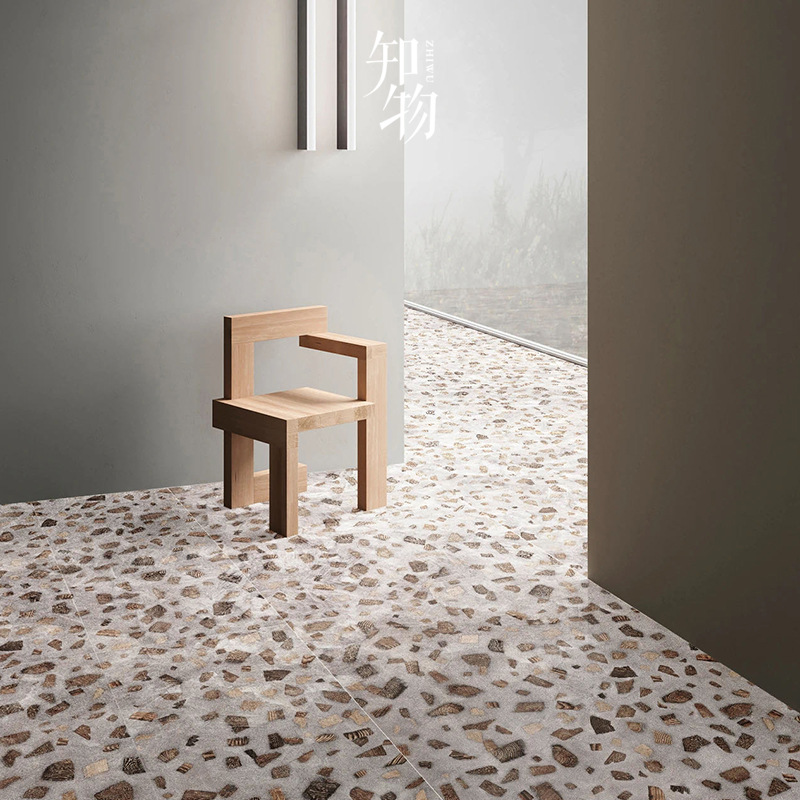 美学革新木纹颗粒水磨石瓷砖客餐厅地砖民宿专卖店个性砖卫生间墙