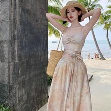 Women's Dresses 夏季新中式套装女纯欲茶系穿搭辣妹吊带连衣裙