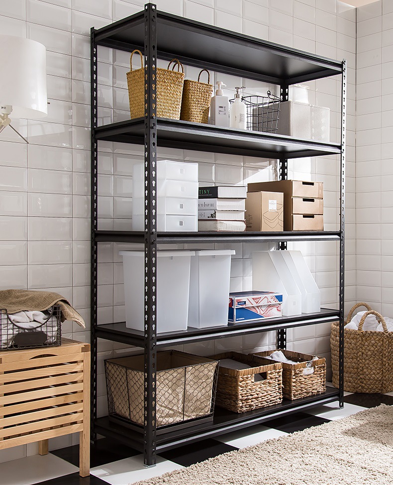黑色家用仓库仓储物架置物架阳台展示铁架子多层自由组合