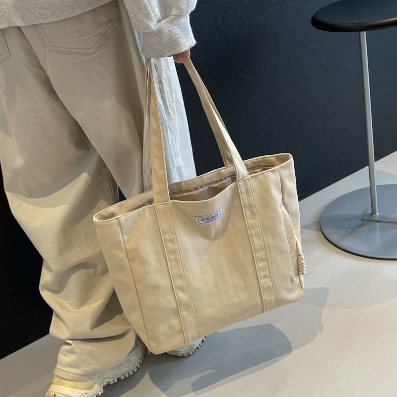 单肩大容量包包女韩版简约休闲帆布手提袋日系学生上课通勤托特包