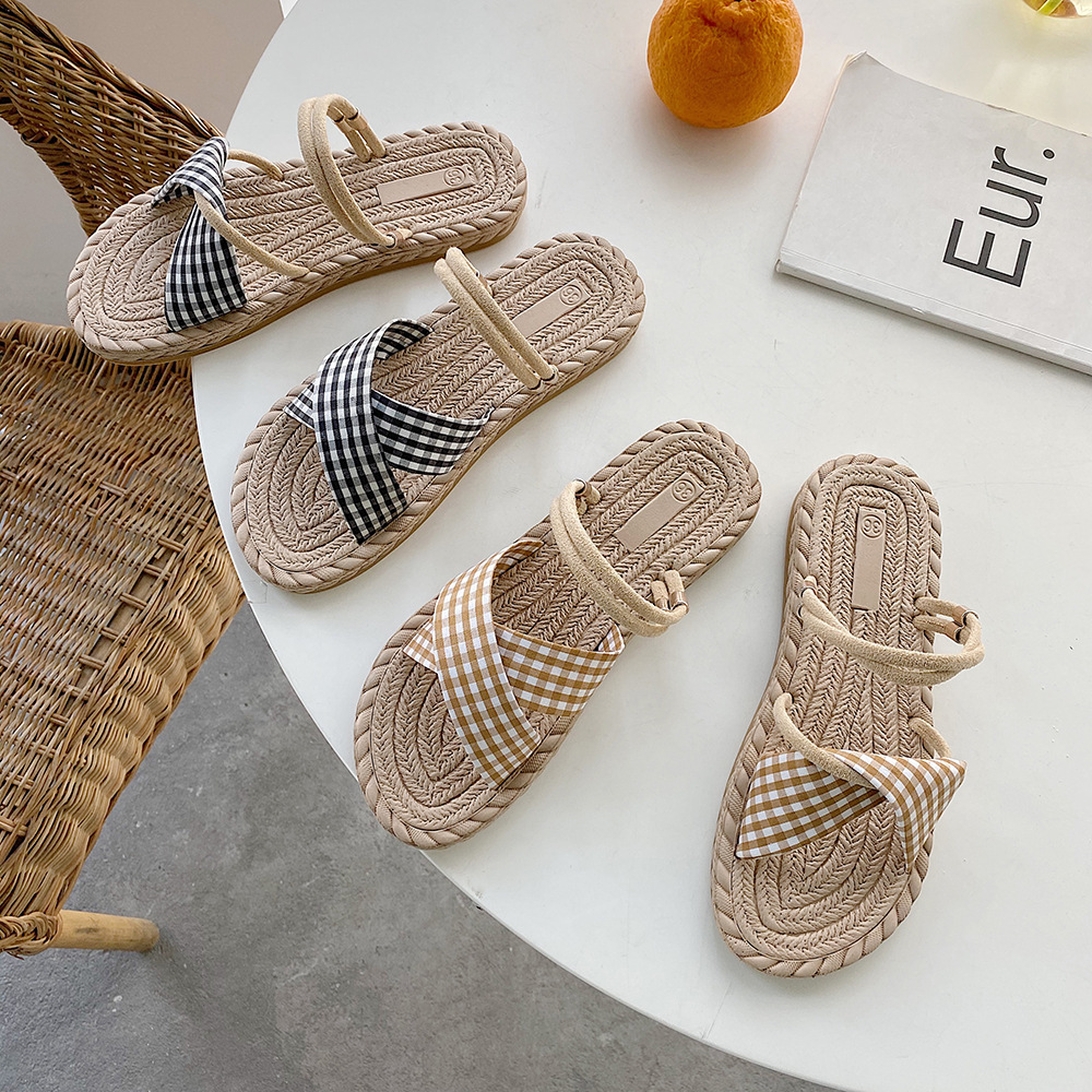 网红凉拖鞋女仙女风ins潮2021年新款春季学生时尚罗马平底鞋