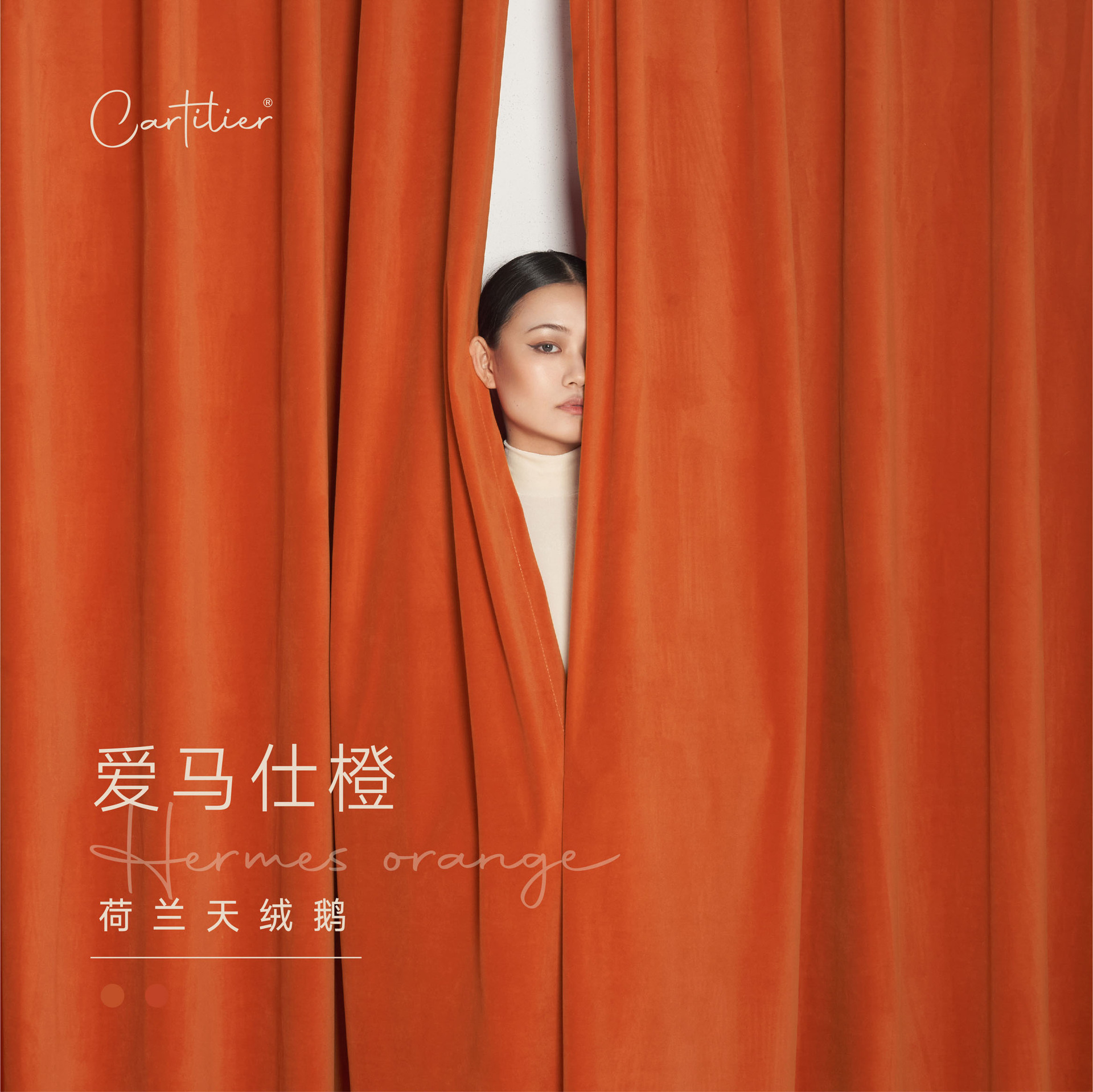 轻奢丝绒 2021新款天鹅绒爱马仕橙现代简约北欧风绒布窗帘