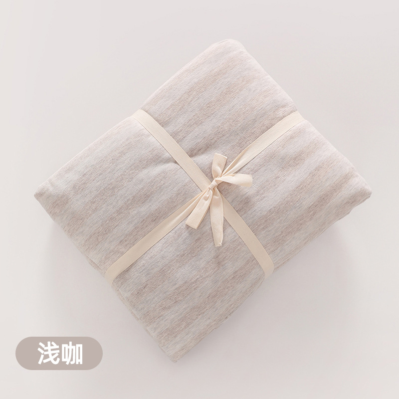 Japanese Style Cotton Fitted Cover Four-Piece Knitted Cotton Tianzhu Cotton Single Double Bed Supplies
