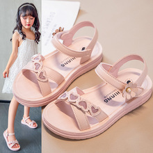 2024新款夏季凉鞋女童露趾学生公主凉鞋可爱小女孩鞋子粉色白色潮
