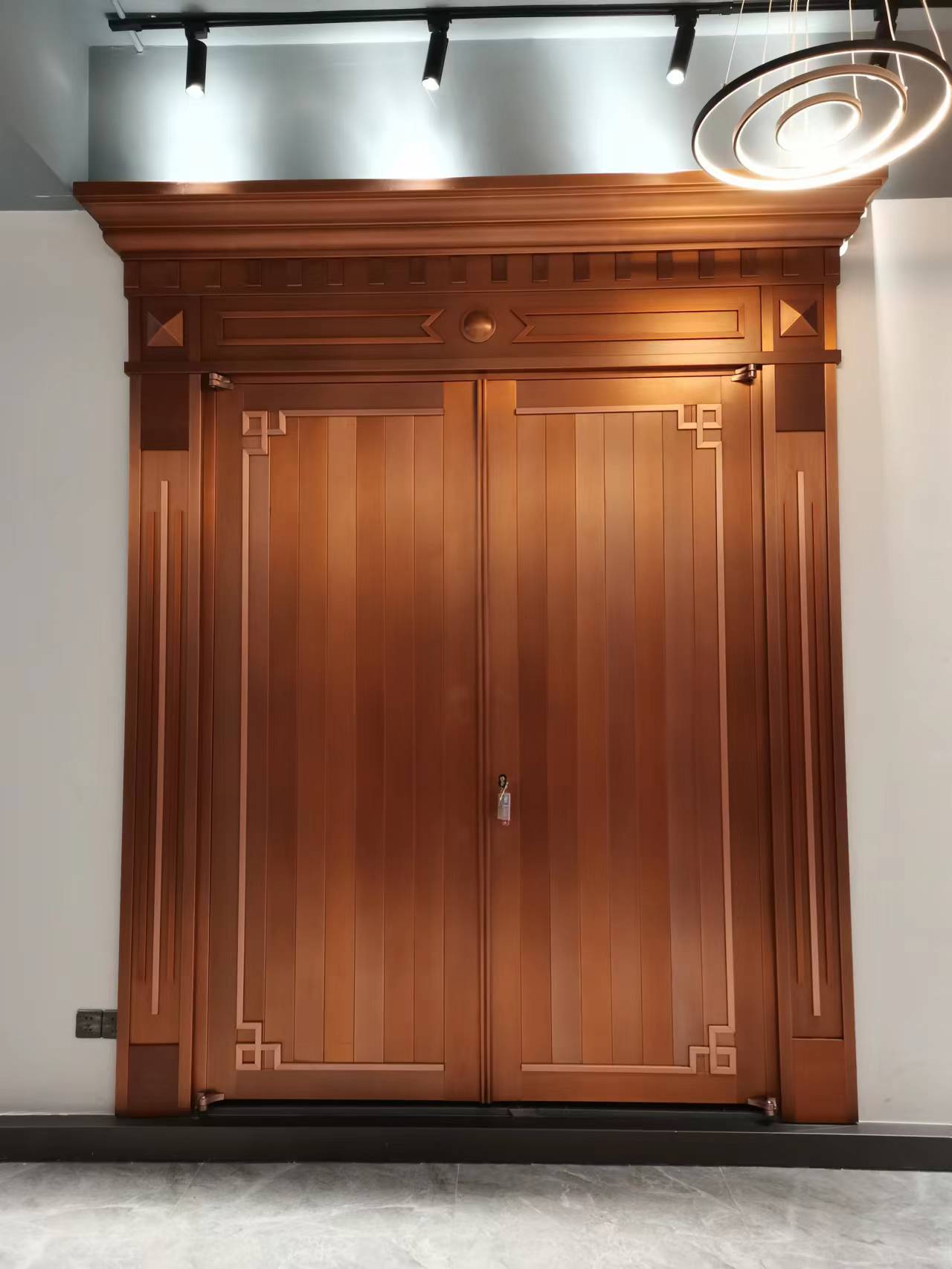 高贵复古风新中式庭院家大门模压工艺纯铜门/仿铜门/防盗入户大门