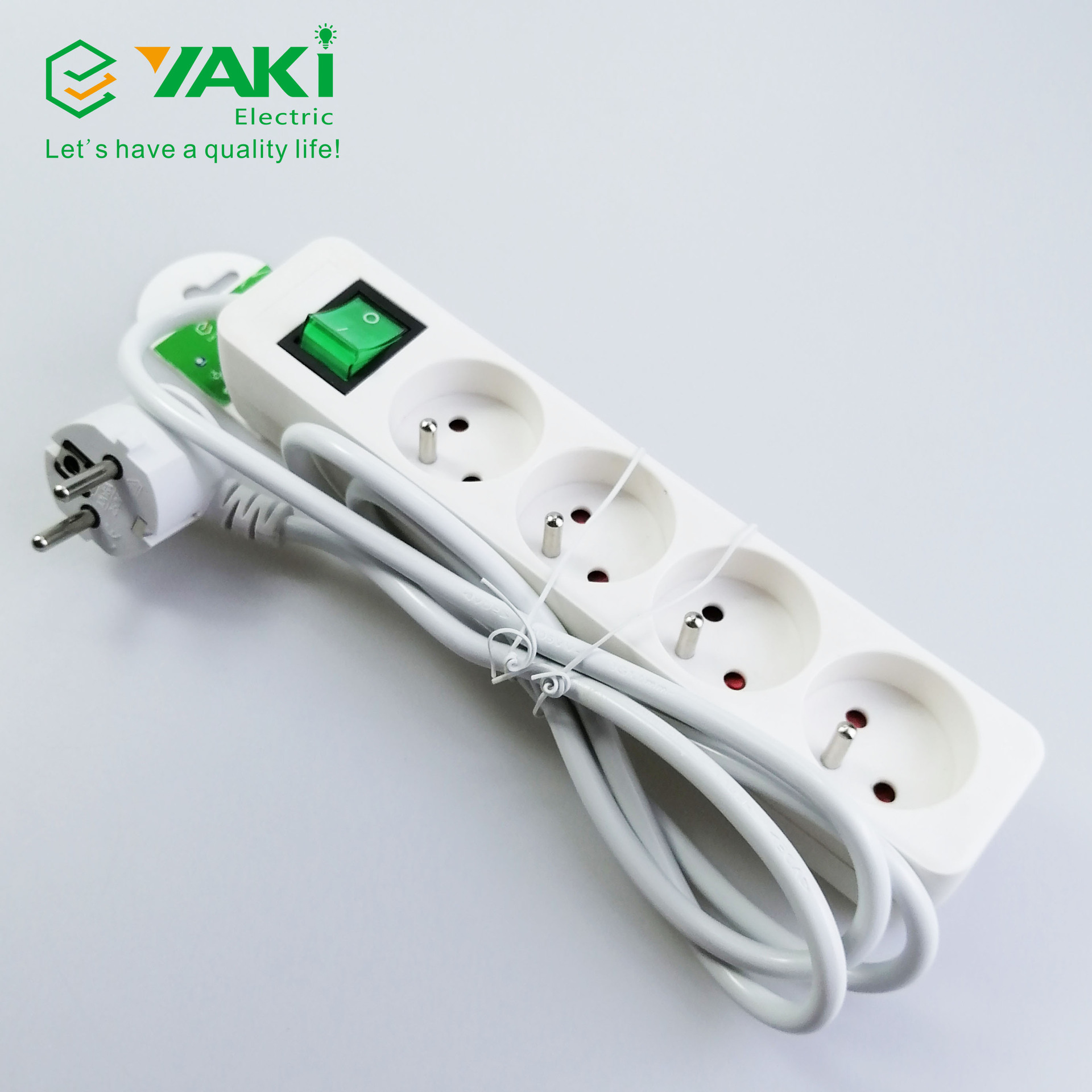 Jinmin Electric Yaki French four-Position Extension Socket with Wire 1.5 M Wire with Safety Door Socket Plug Plug Plug Board