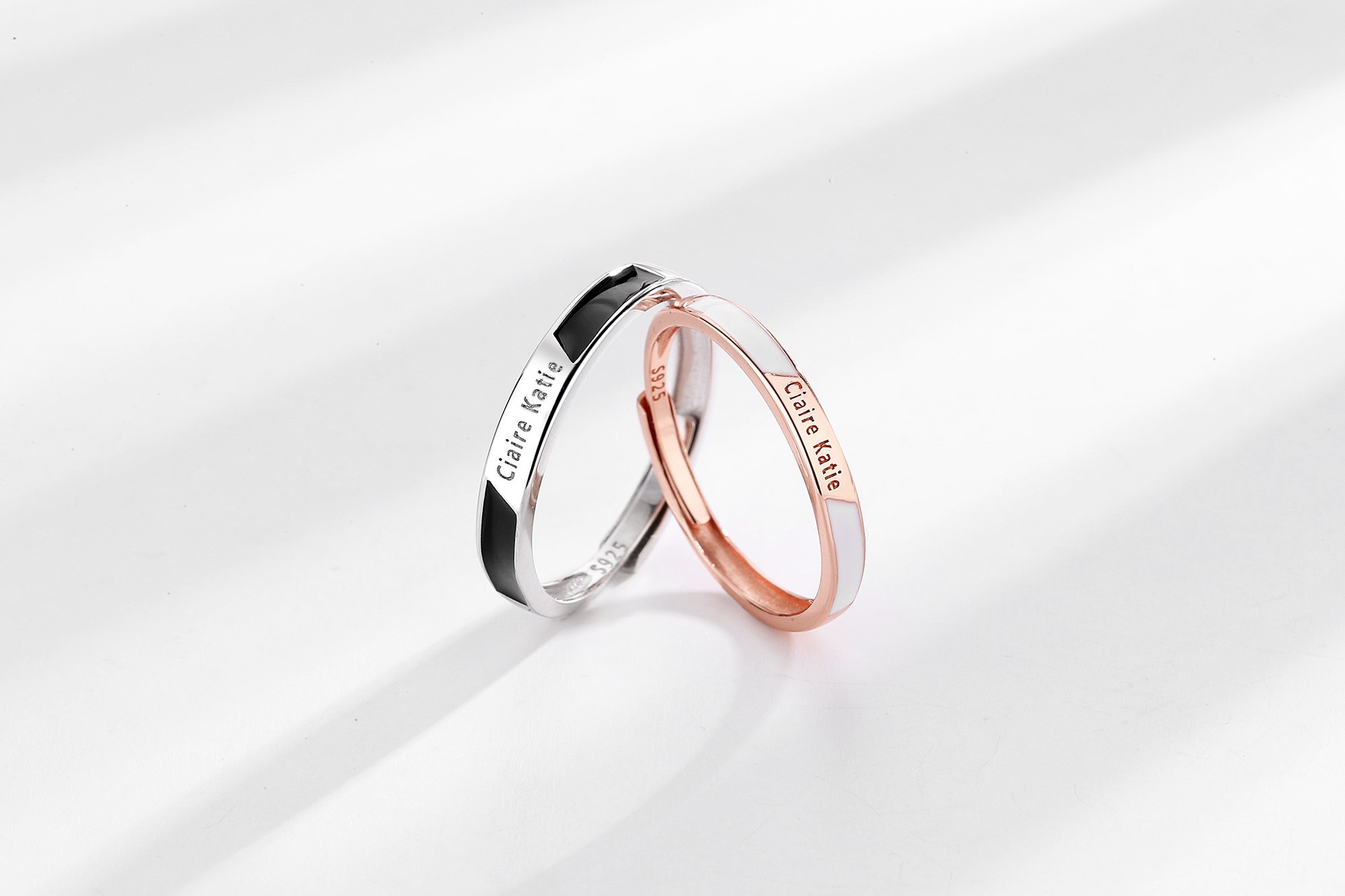 s925纯银字母情侣对戒 极简风轻奢设计感情侣戒指一对送女友礼物