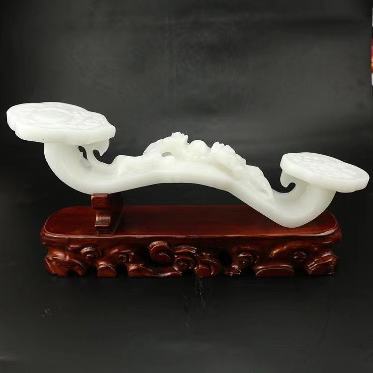 阿富汗玉汉白玉如意摆件雕刻玉如意镇宅风水保平安白玉装饰工艺品