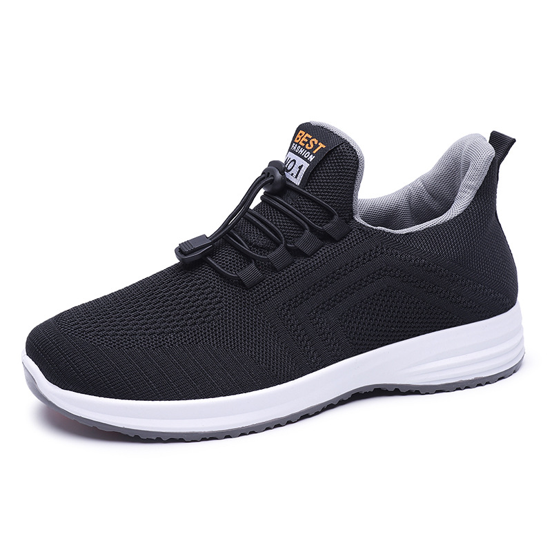 Walking Shoes Flying Woven Shoes One Pedal Shoes New Cloth Shoes Lightweight Breathable Spring and Autumn Leisure for Middle-Aged People Soft Bottom Shoes