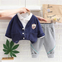 童装秋款衣服0-1-2-3岁男孩开衫童套装代理中小童学院衬衫套代发
