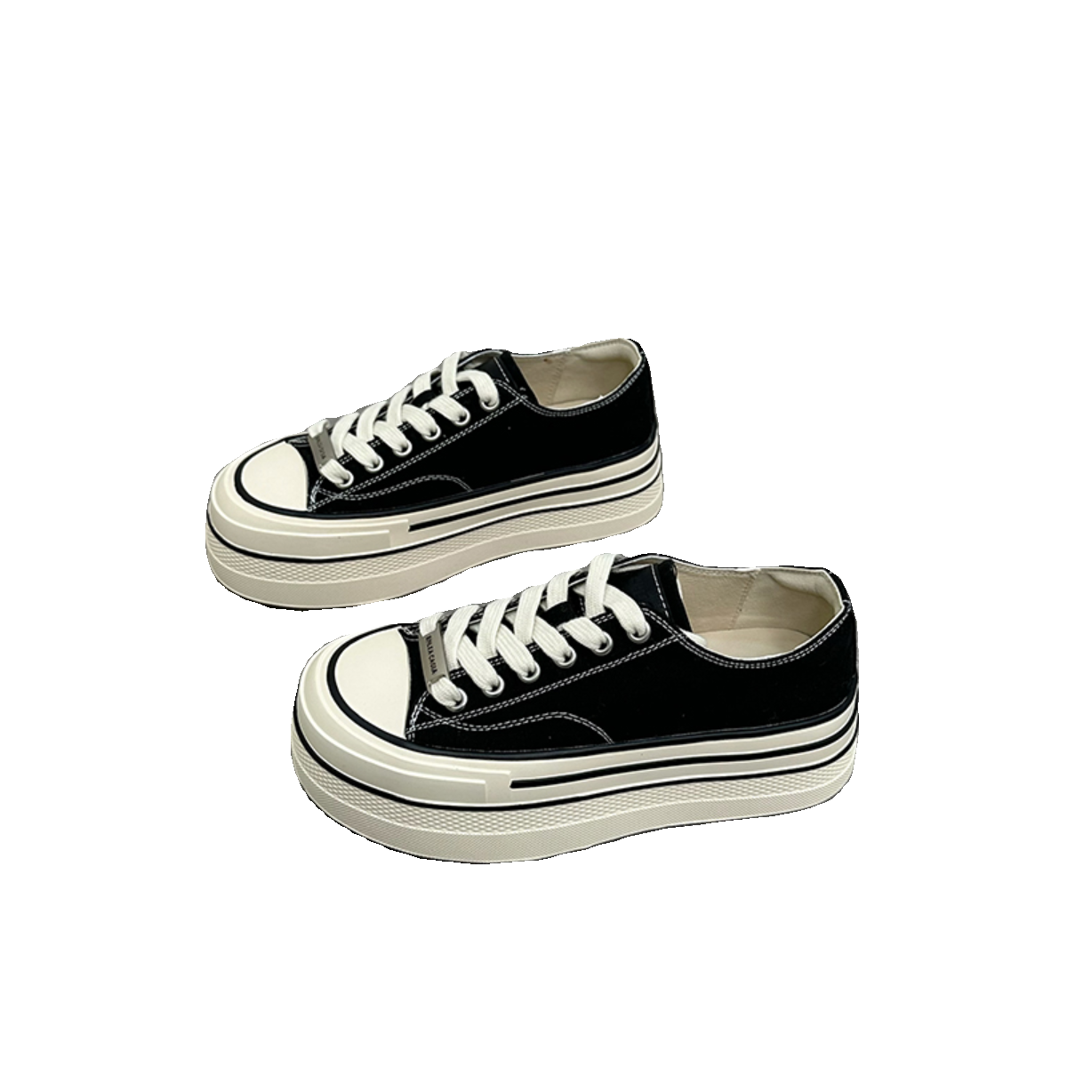 皮里厚底帆布鞋女2024春新款增高休闲板鞋洋气软底小个子松糕鞋潮