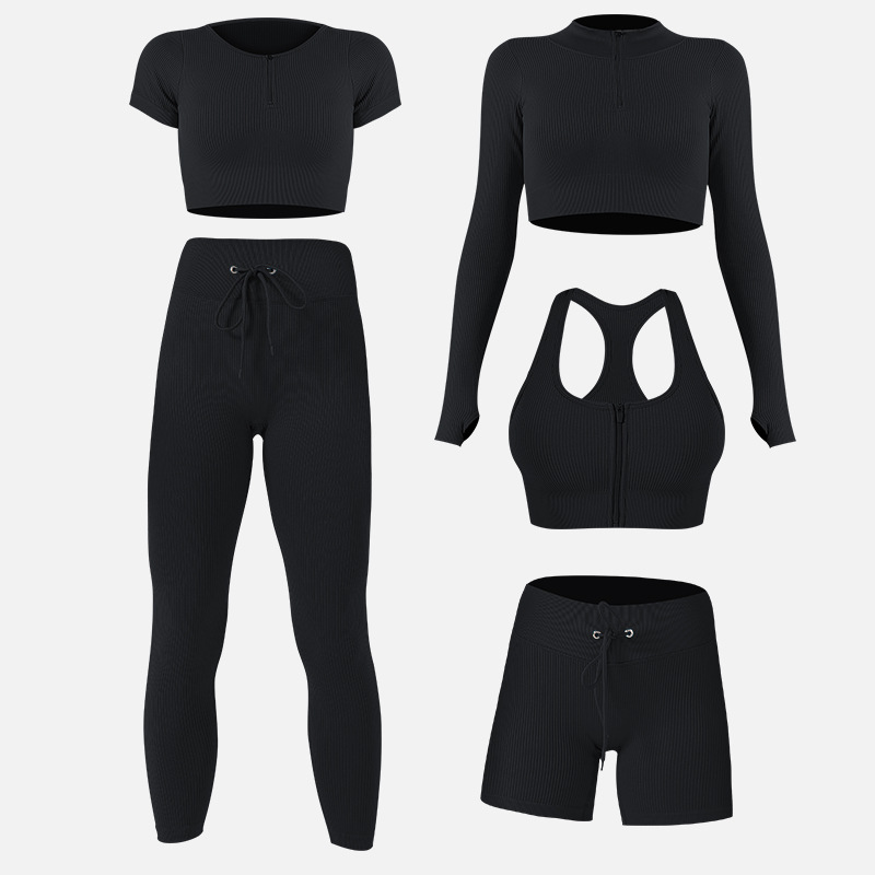 European and American Quick-Drying Seamless Yoga Suit Women's Sports Fitness Suit Yoga Vest Drawstring Skinny Yoga Pants Trousers