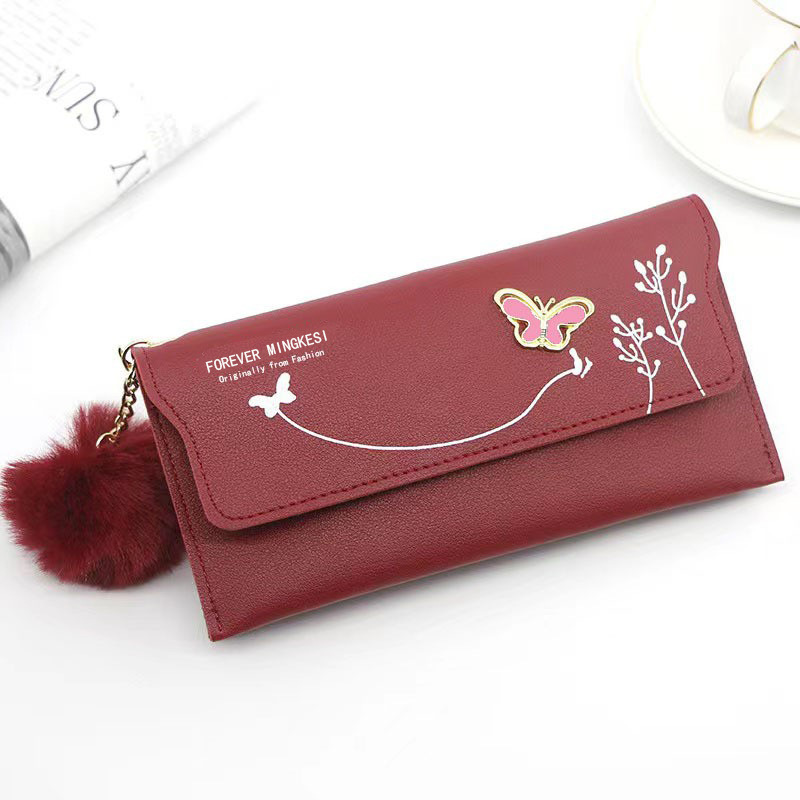 New Cross-Border Women's Long Wallet Bow Solid Color Sweet Clutch Card Holder Coin Purse Women's Long Wallet