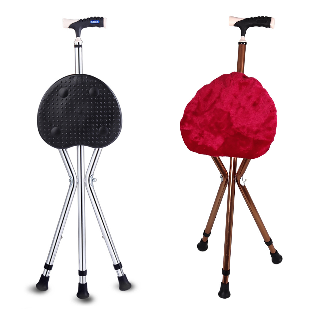 老人拐杖凳子老年人带坐板手杖座椅子可坐轻便伸缩多功能三脚拐棍