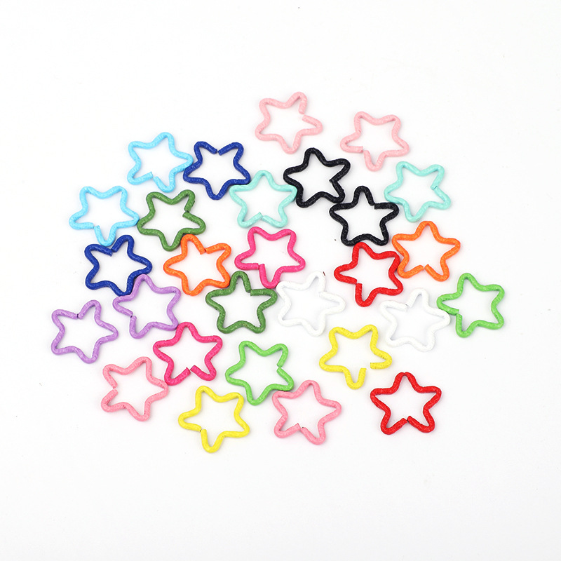 彩色烤漆五角星压花开口圈diy配件单圈跳环扣圈五角星连接圈-阿里巴巴