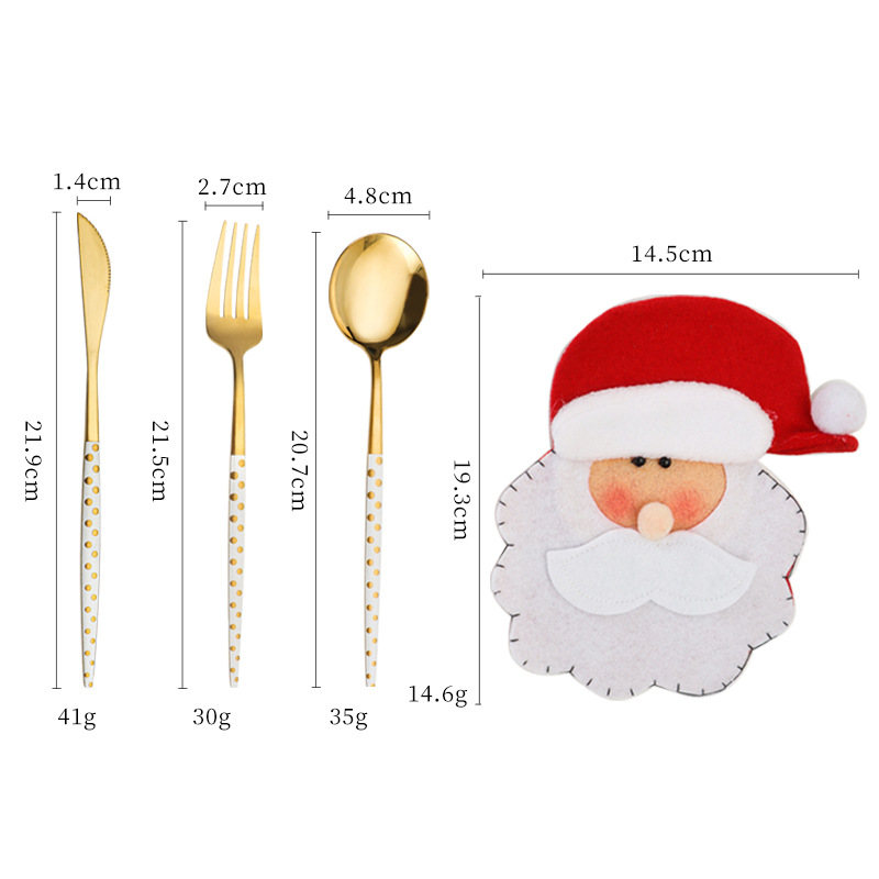 Stainless Steel Santa Claus Tableware Set Modern Simple Main Meal Knife, Fork and Spoon Gift Factory Wholesale Spot