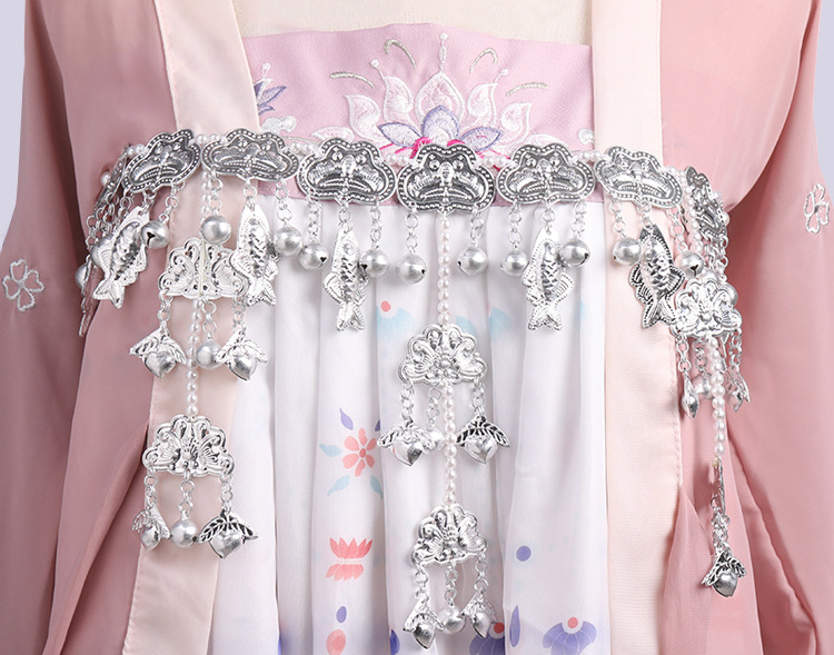 月光鱼铃仿苗银腰饰 汉服腰链铃铛流苏腰佩 唐风少女古风腰间配饰