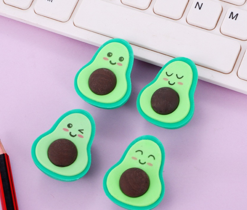Cute Expression Avocado Eraser Student Creativity Fresh Fruit Stationery Primary School Student Gift Wholesale