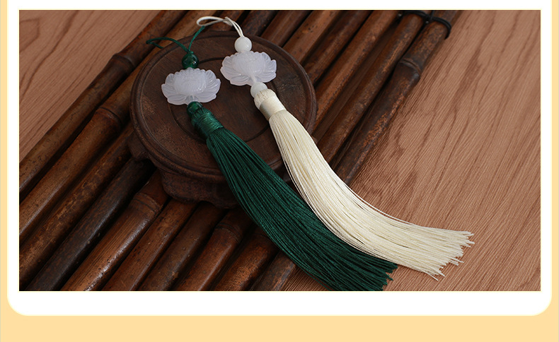 弘润厂家流苏批发玉片流苏12cm扇子吊穗白玉莲花流苏穗子