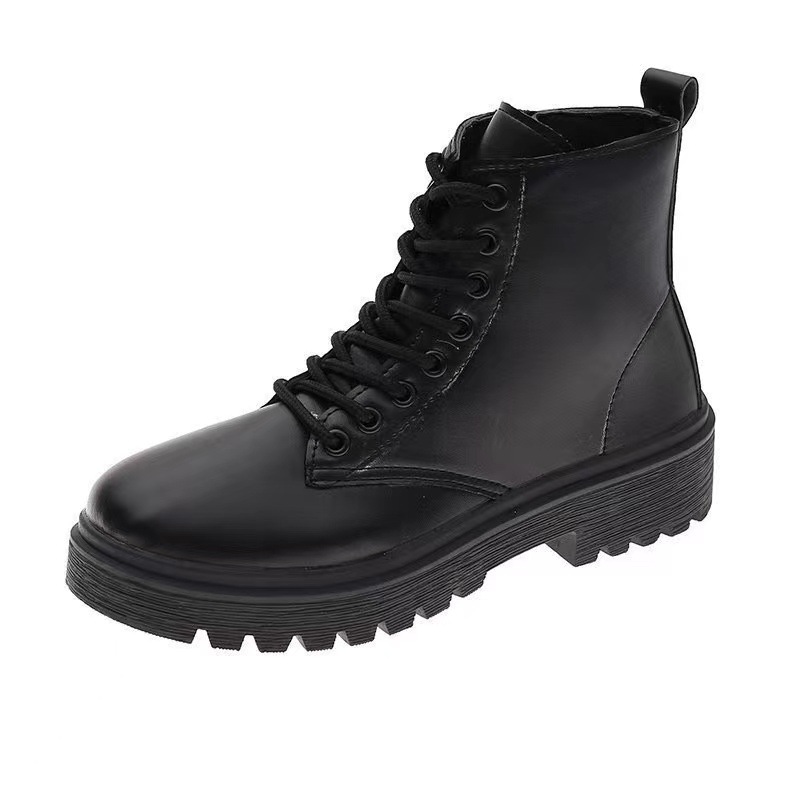 2023 Autumn New Black Handsome Martin Boots Women's Platform Short Boots