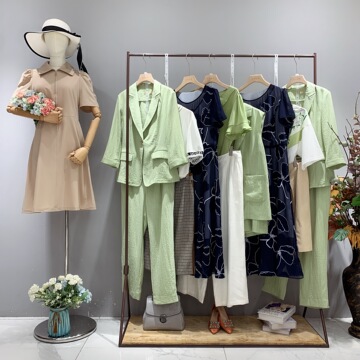 珞娜品牌折扣撤柜女装清仓尾货短袖批发货源十三行厂家一手货源