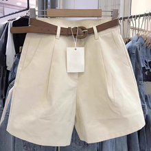 白色西装短裤女2024新款夏季小个子高腰休闲宽松工装a字五分裤子
