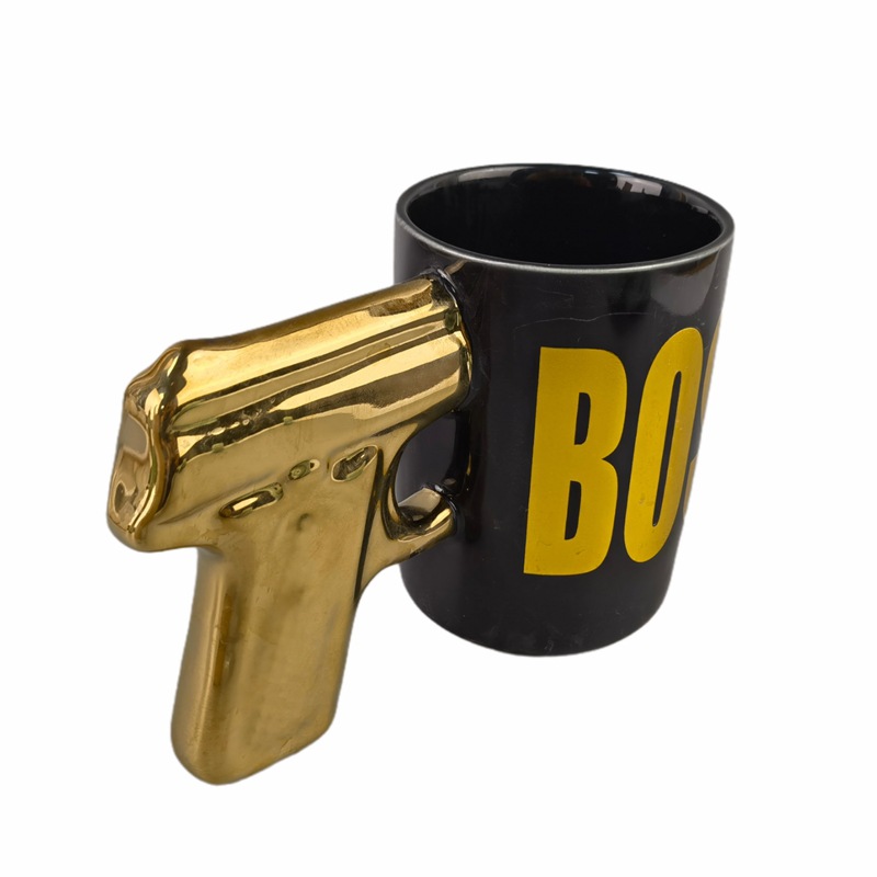 Creative Net Red Ceramic Pistol Mug Electroplating Fiveshooter Cup Special-Shaped Handle Cup 3D Made