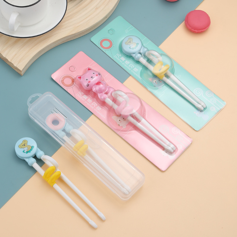 Cartoon Baby Training Chopsticks Plastic Training Chopsticks Children's Correction Learning Chopsticks Baby Cat Chopsticks Card Holder