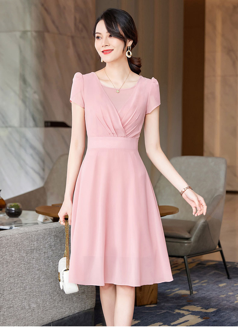 焕新夏季韩版时尚休闲气质中长款中腰连衣裙女士修身百褶裙2113