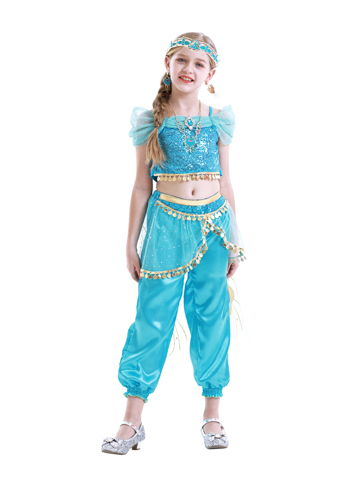 跨境阿拉神丁服装茉莉公主cos女儿童扮演舞台表演裙万圣节表演服