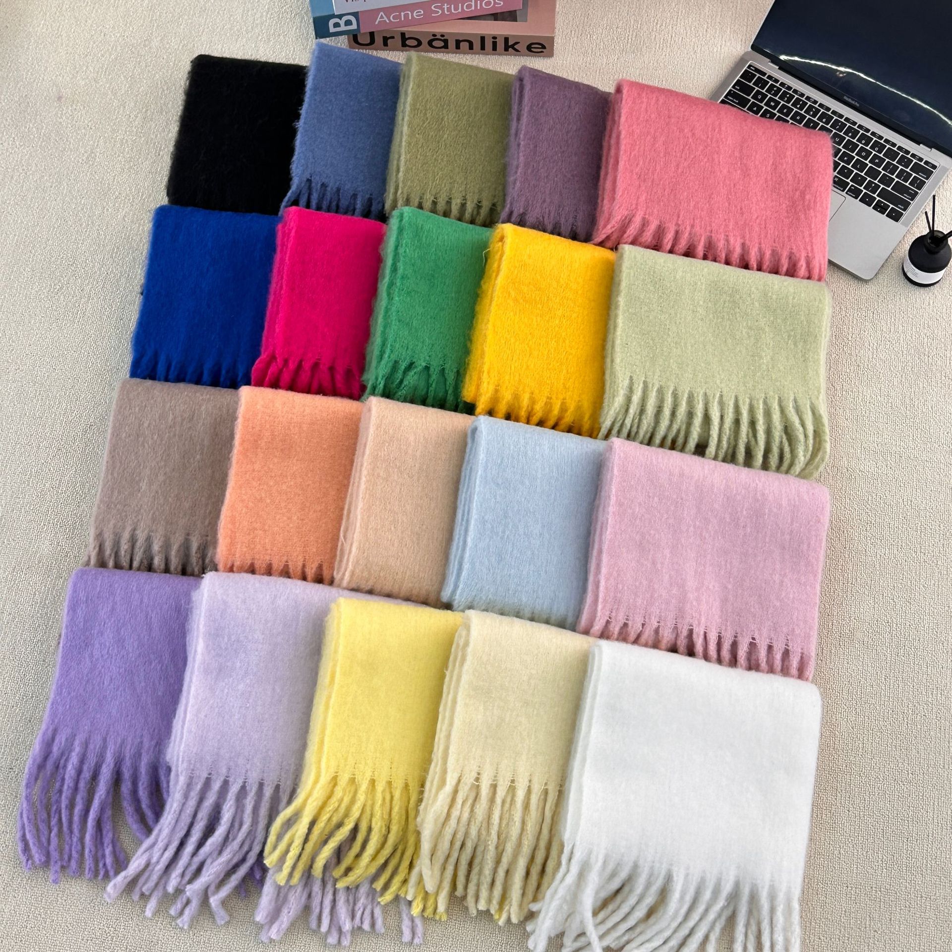 Korean Style Children‘s Labeling Solid Color Mohair Scarf New Candy Color Macaron Color Baby Boy Baby Girl Scarf