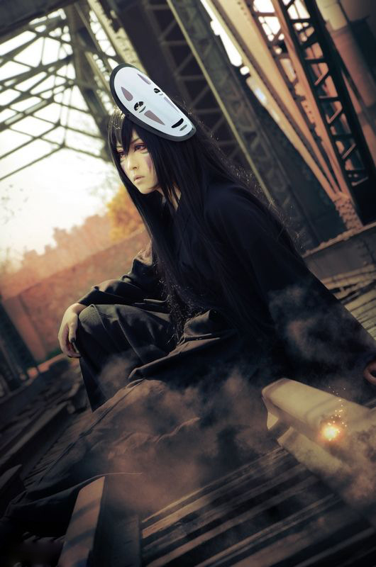 青城 面具鬼服万圣节披风cos服 千与千寻无脸男cosplay动漫服装